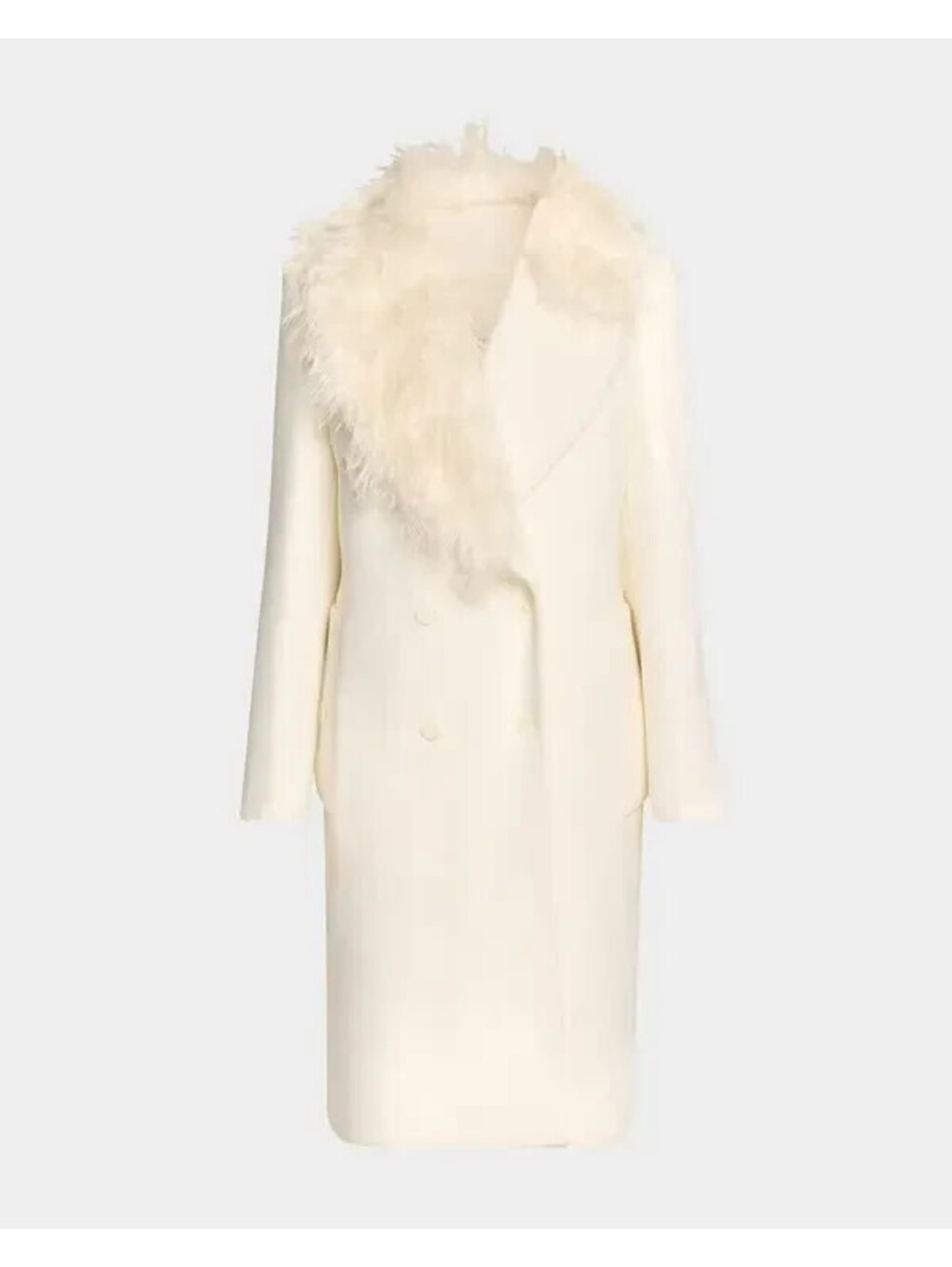 Michael Kors Collection, Wool Coat With Mohair Collar in Ivory Sz 6 #DC624